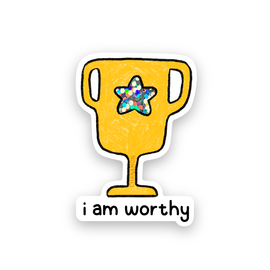 I Am Worthy Glitter Sticker