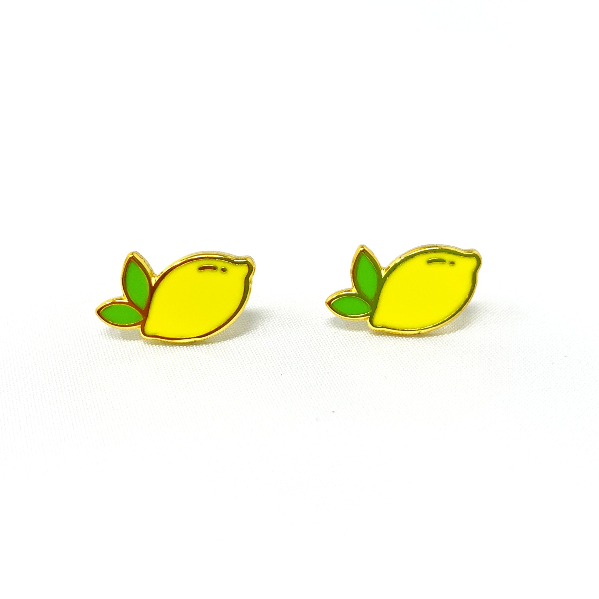 2 lemon enamel stud earrings