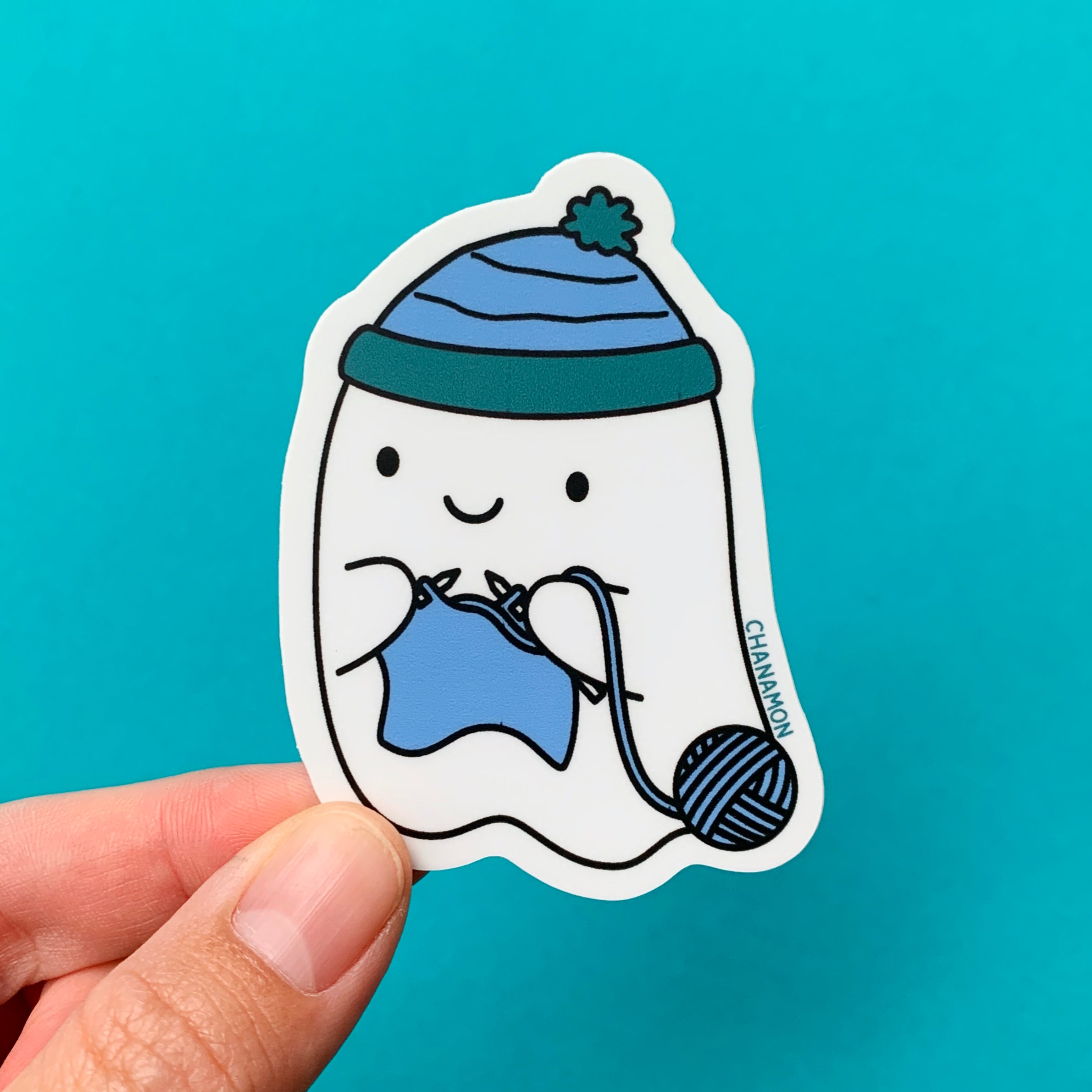 Knitting Ghost Sticker