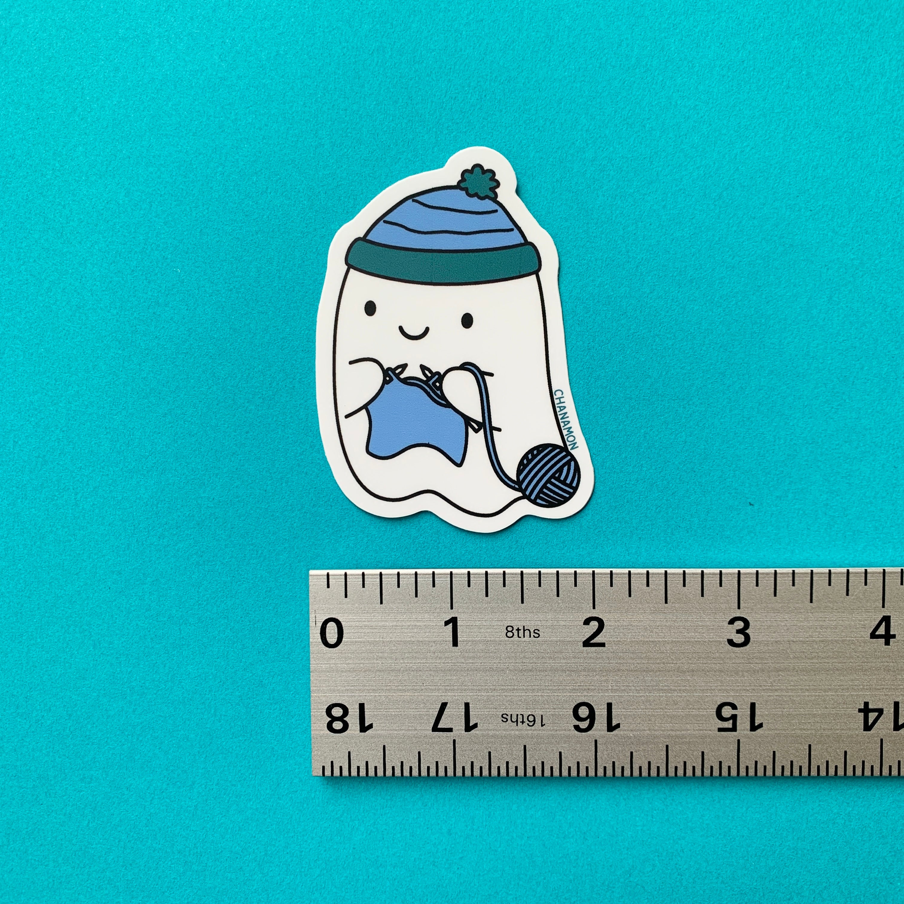Knitting Ghost Sticker