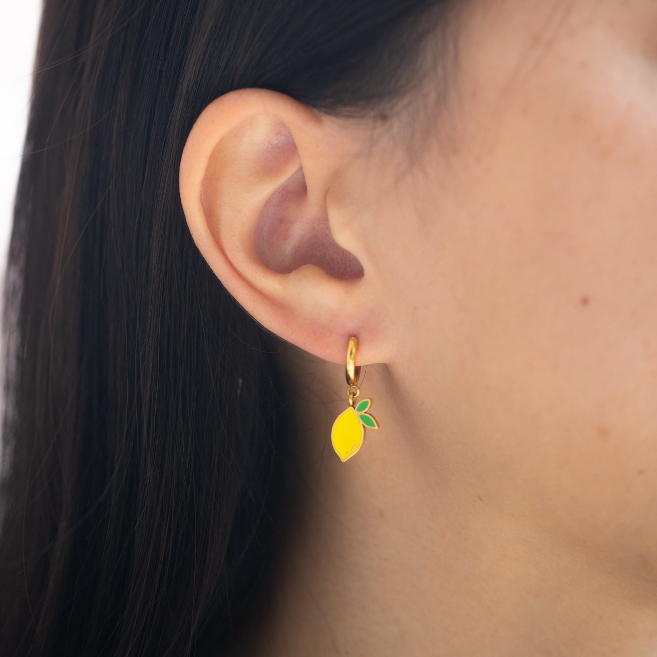Lemon Huggie Hoop Earrings