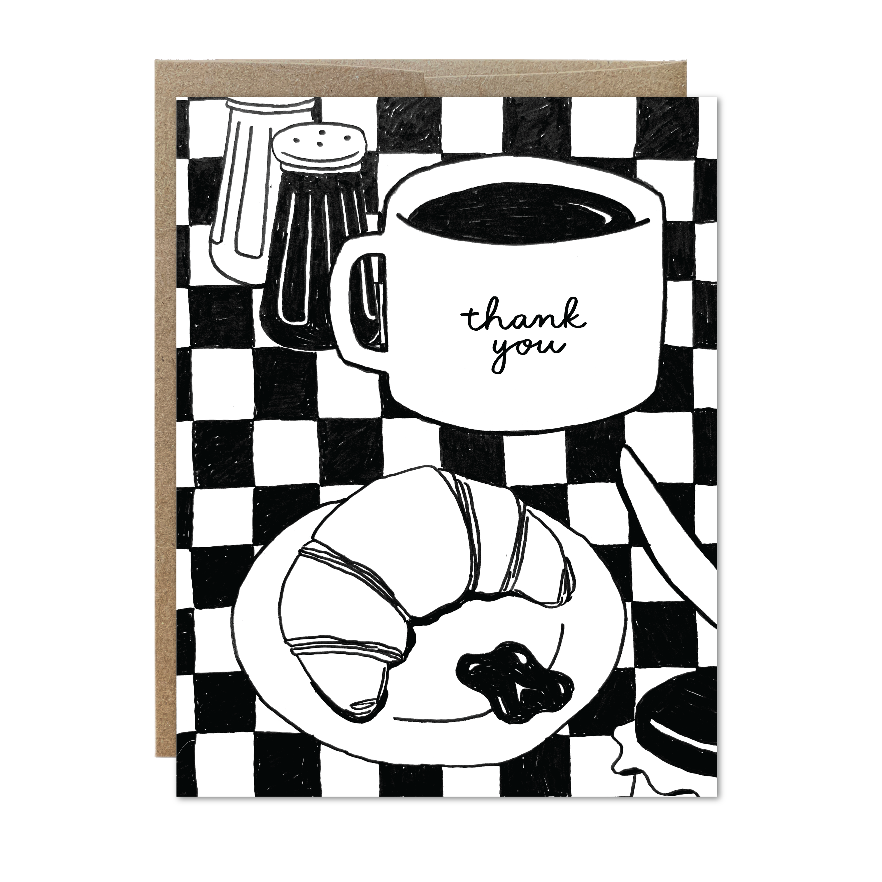 B&W Breakfast Thank You Card