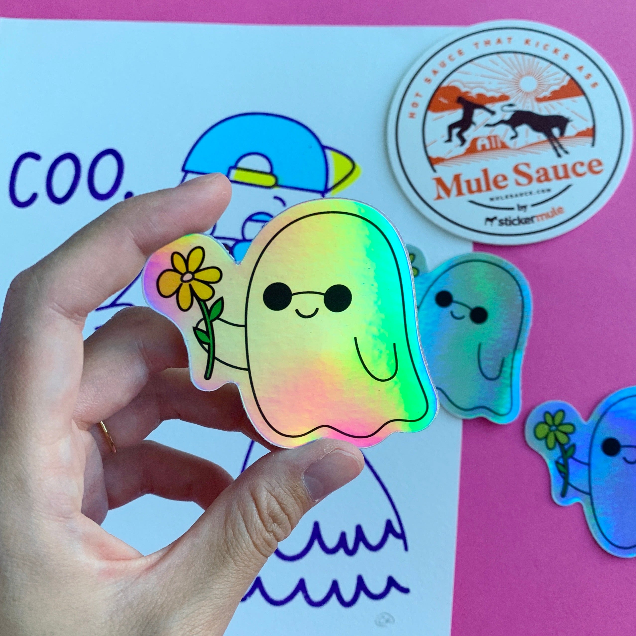 Hippie Ghost Holographic Sticker