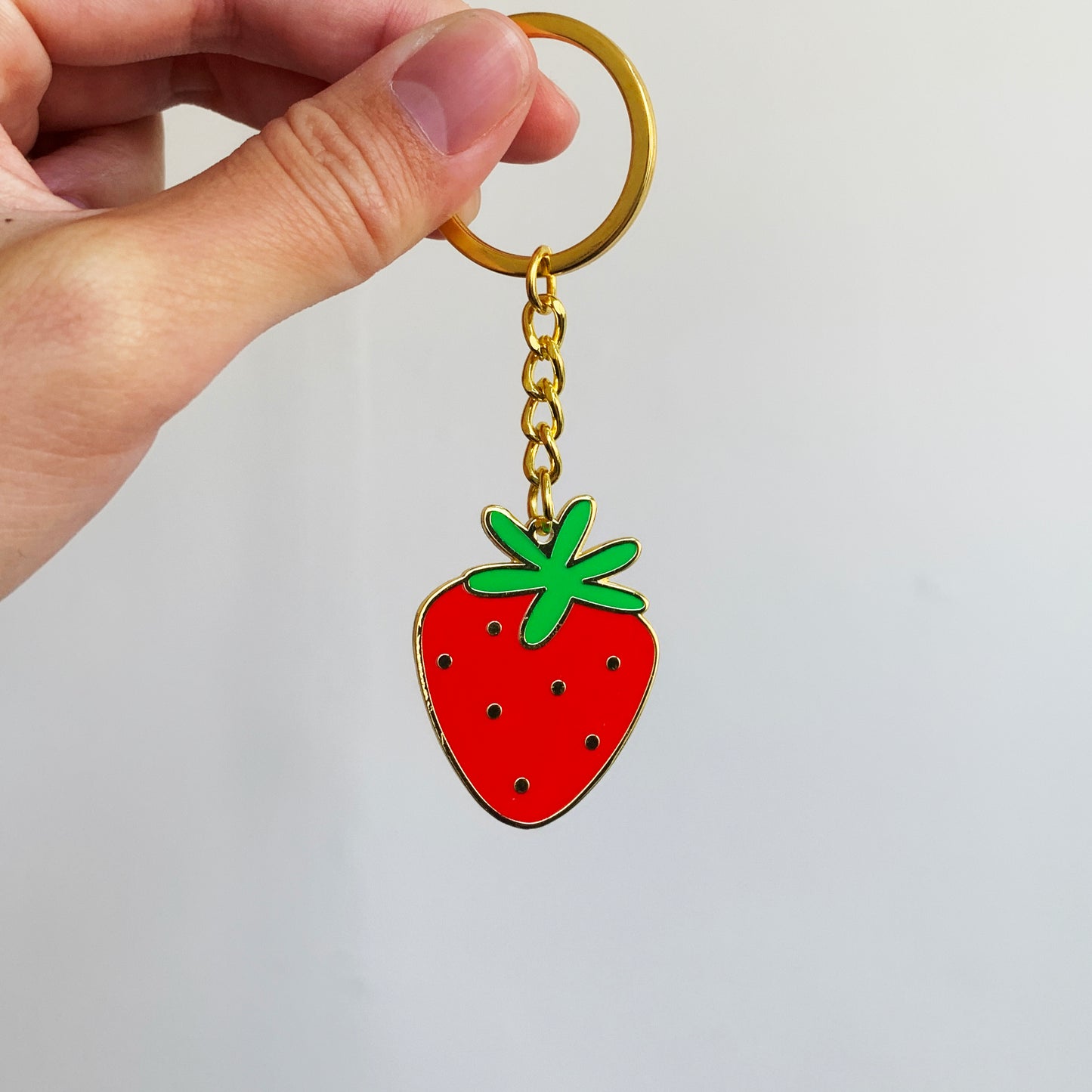 Strawberry Metal Keychain