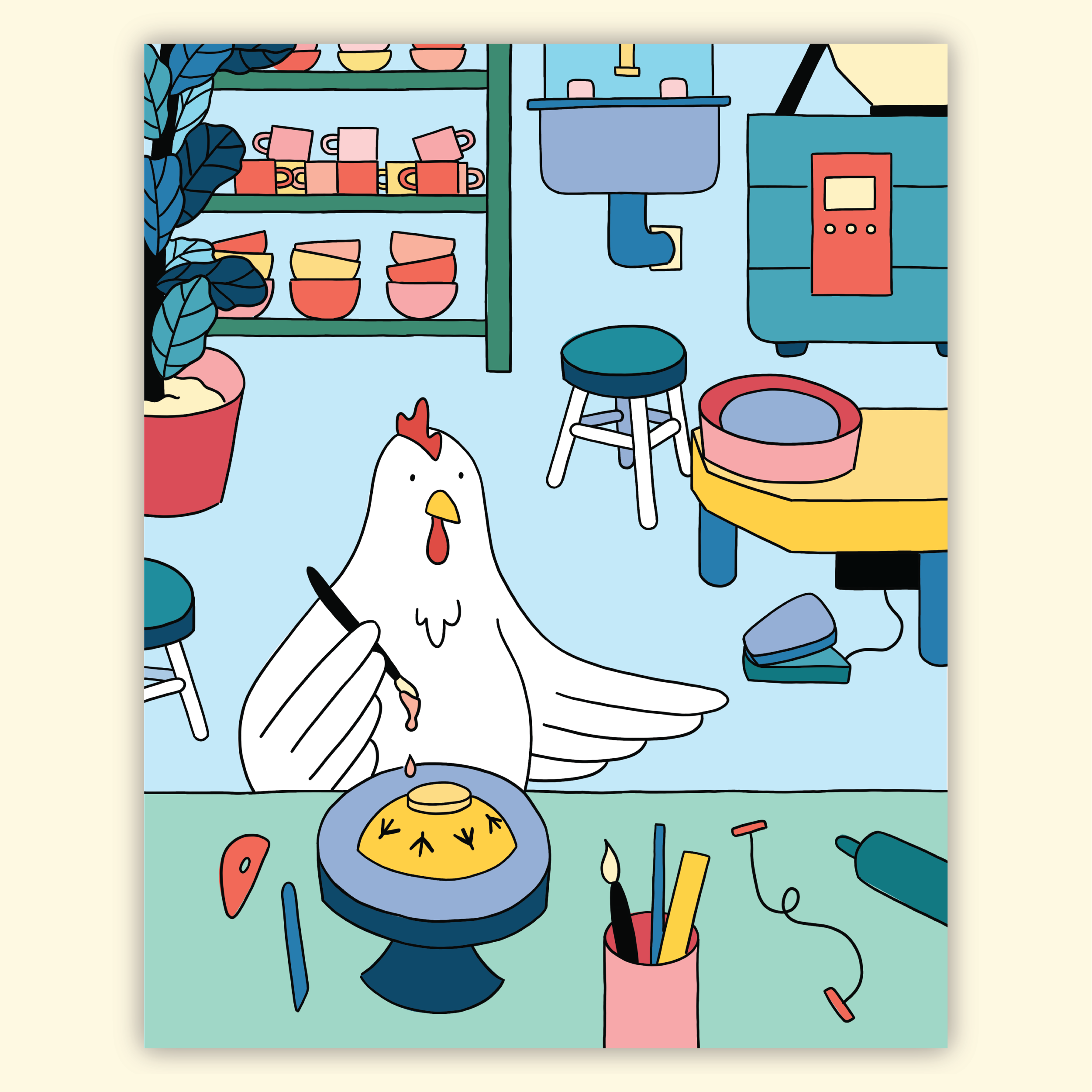 Chicken Ceramicist Print
