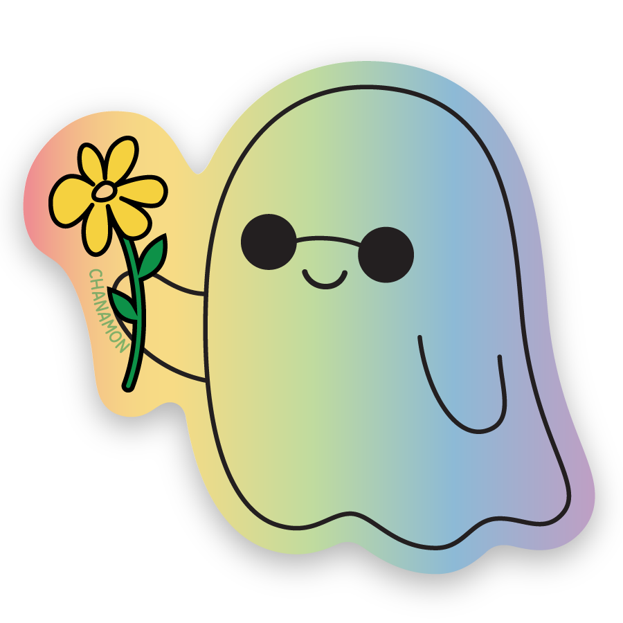 Hippie Ghost Holographic Sticker