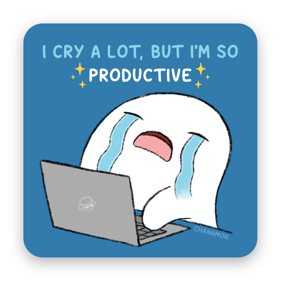 Crying but Productive Sticker