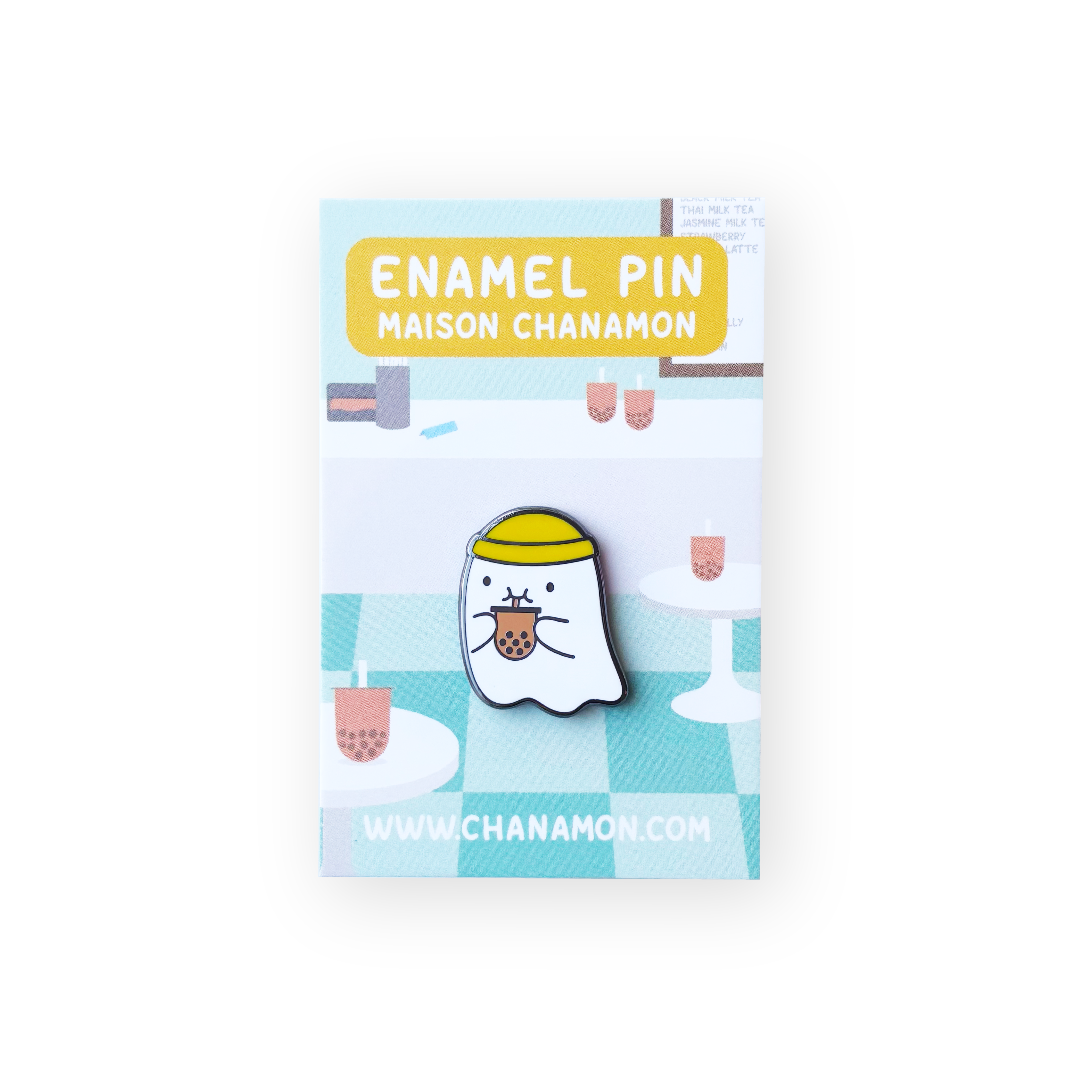 Bubble Tea Ghost Enamel Pin