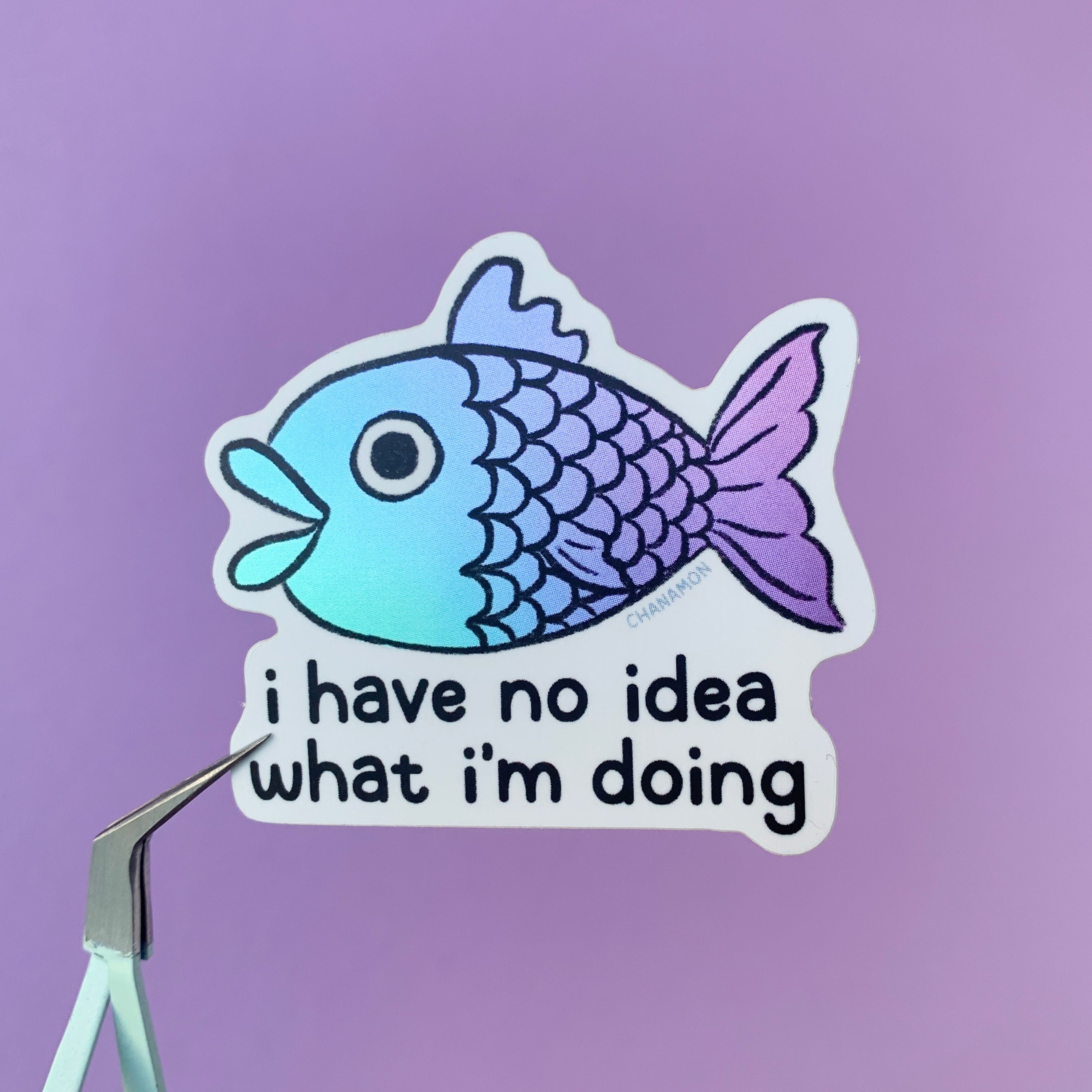 Clueless Fish Holographic Sticker