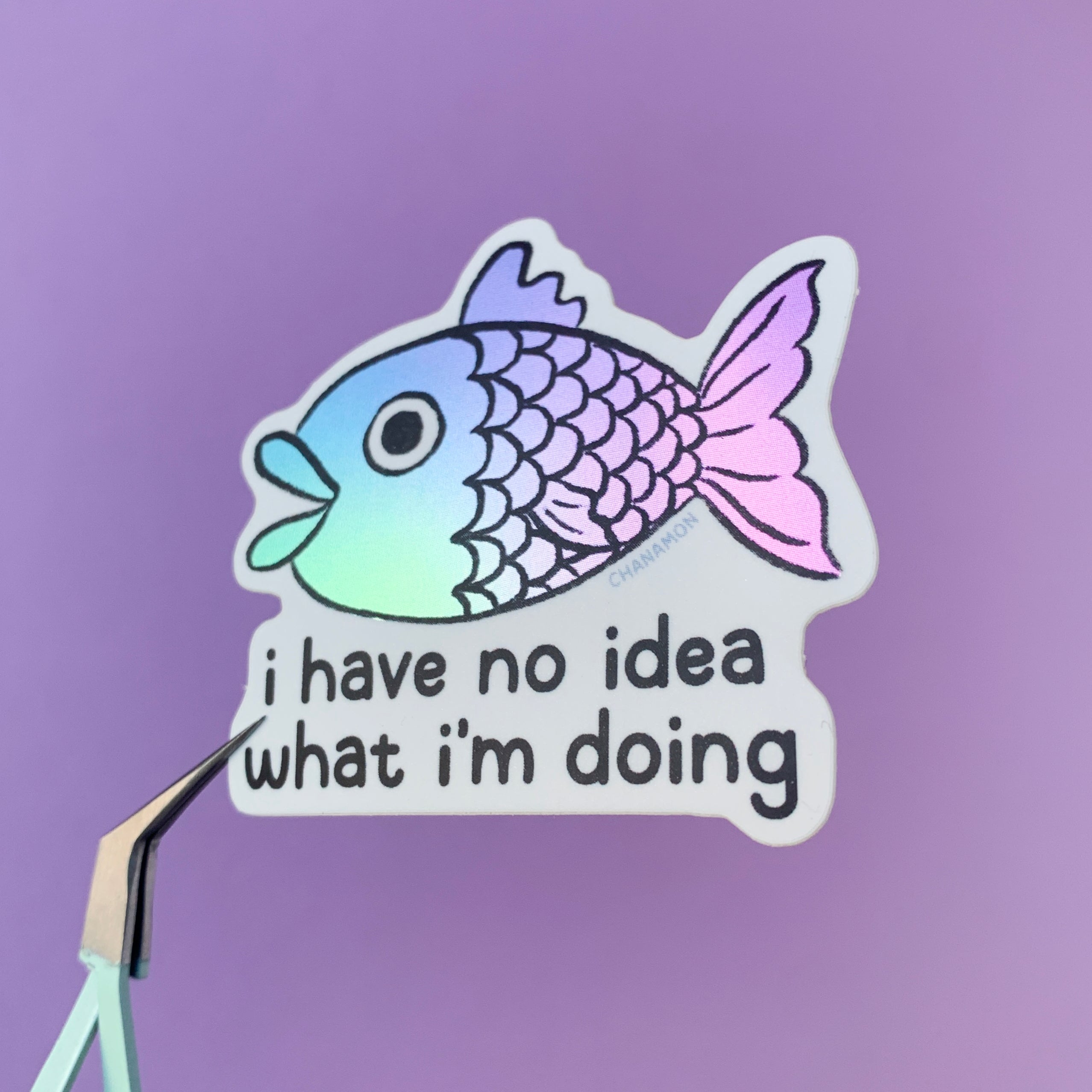 Clueless Fish Holographic Sticker