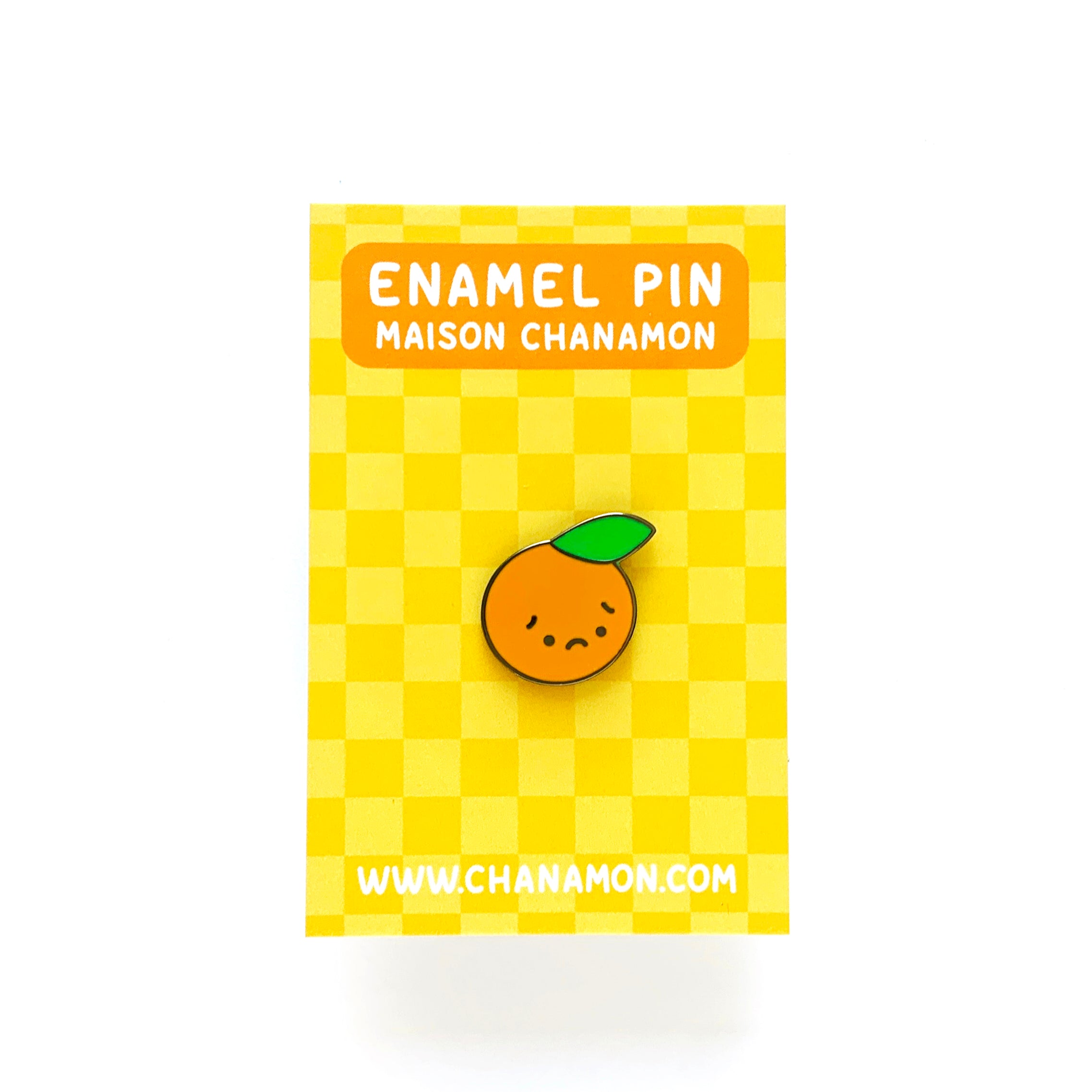 Sad Orange Enamel Pin