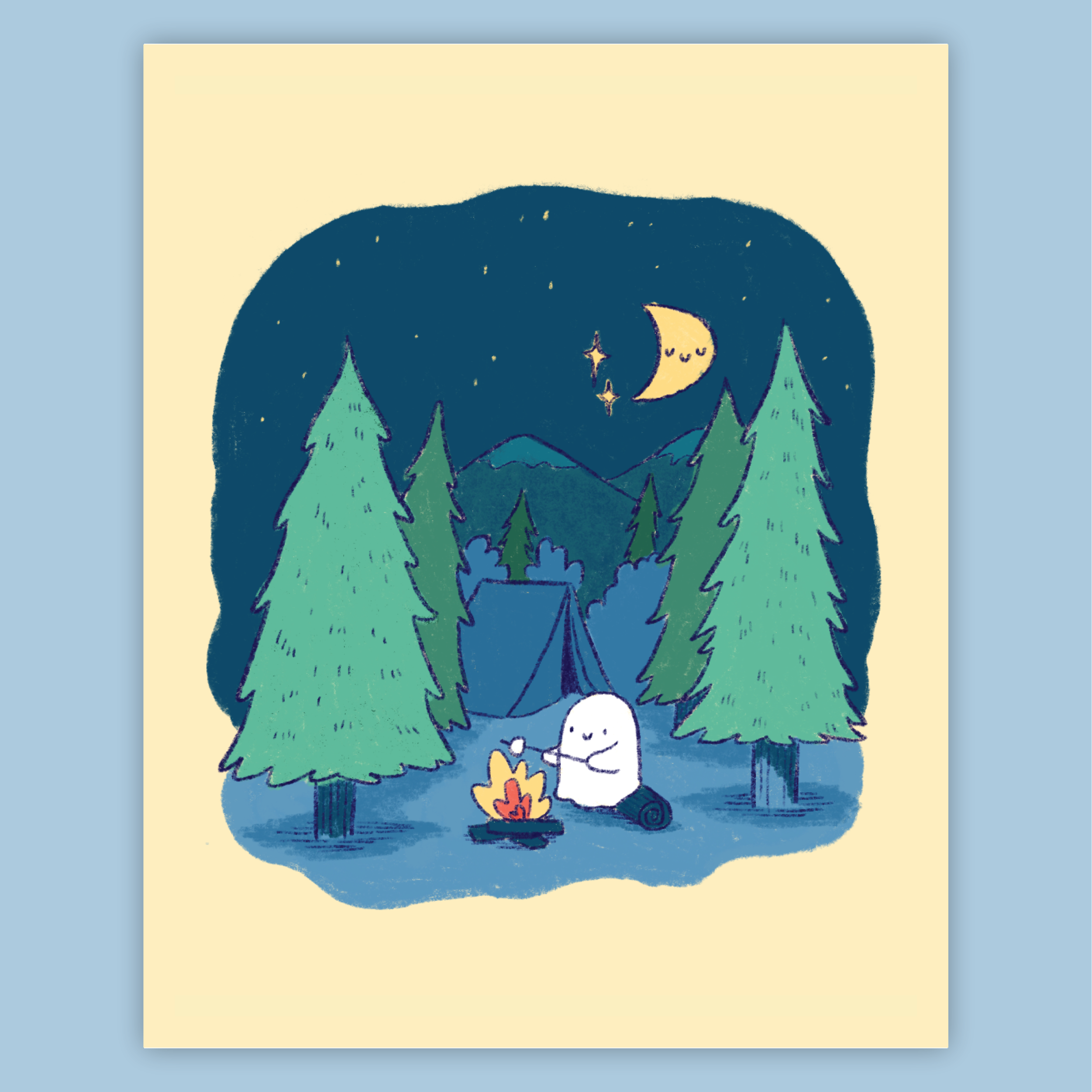 Moonlit Campsite Print