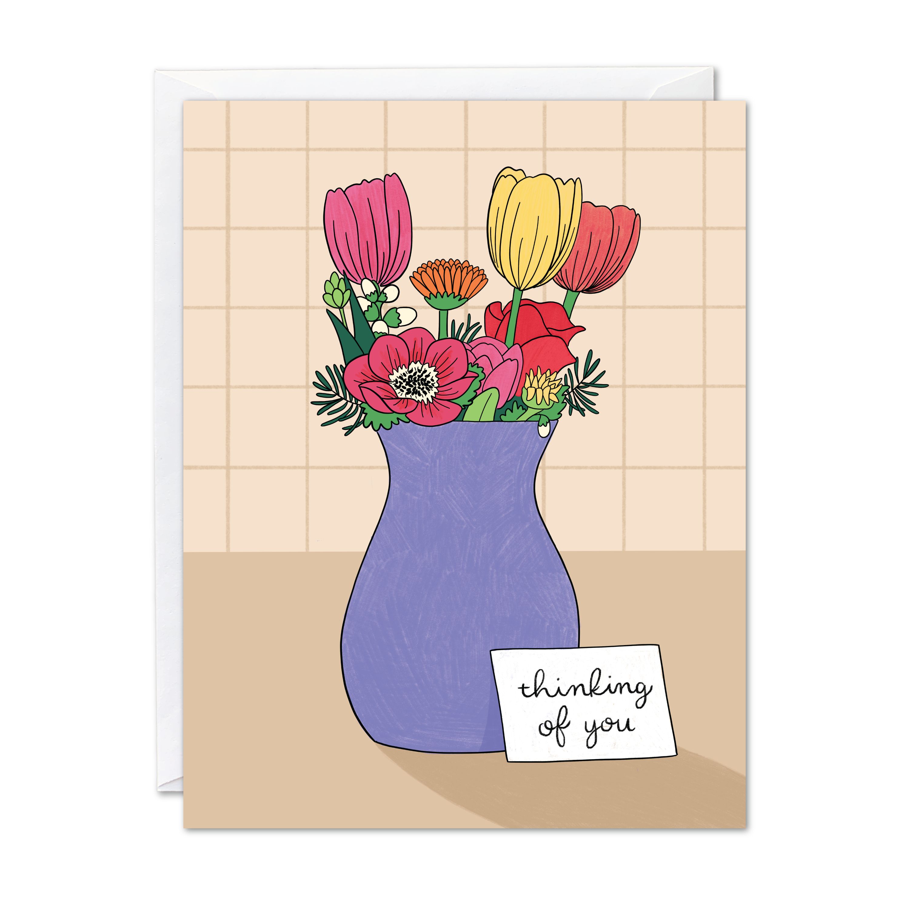 Purple Vase Thinking of You Card