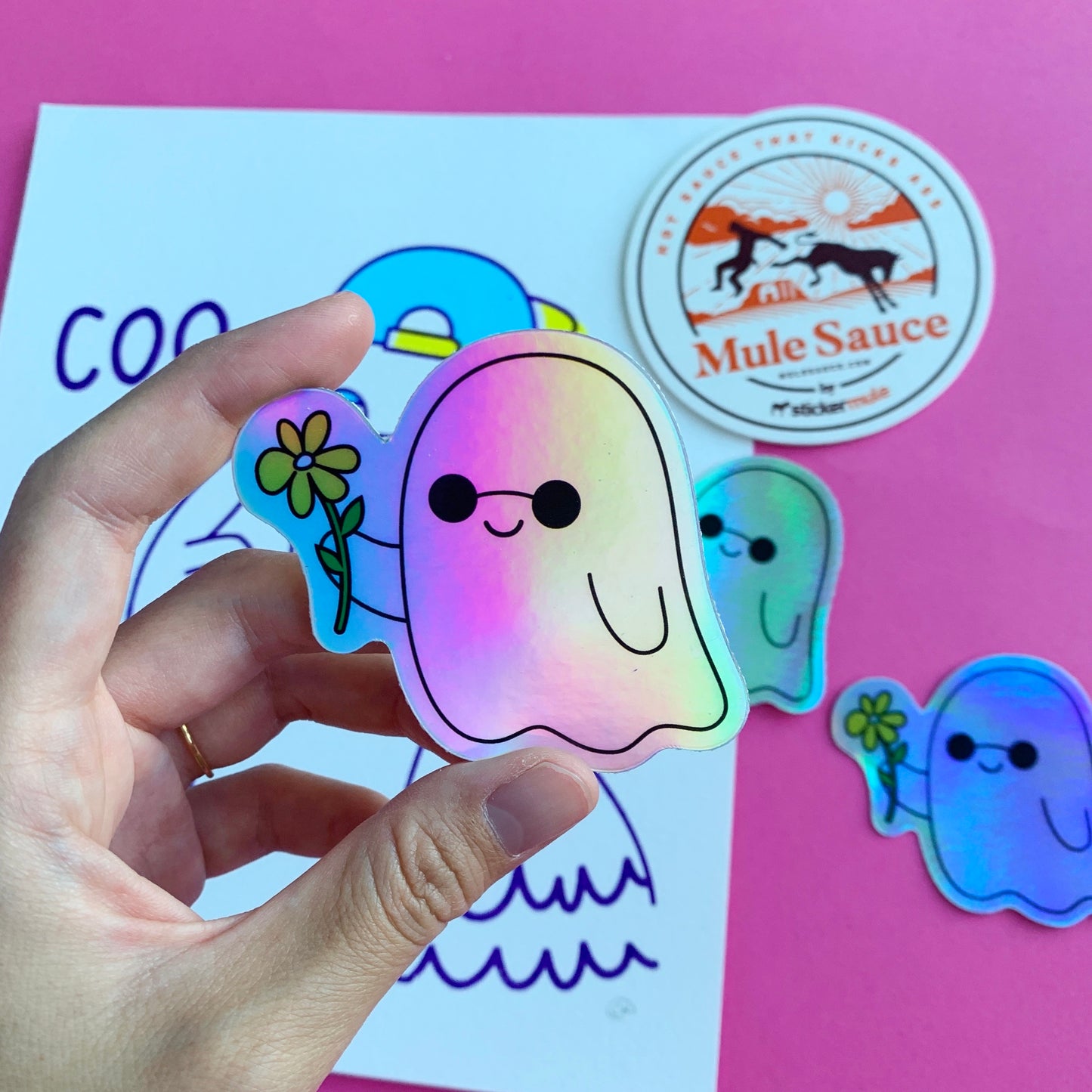 Hippie Ghost Holographic Sticker
