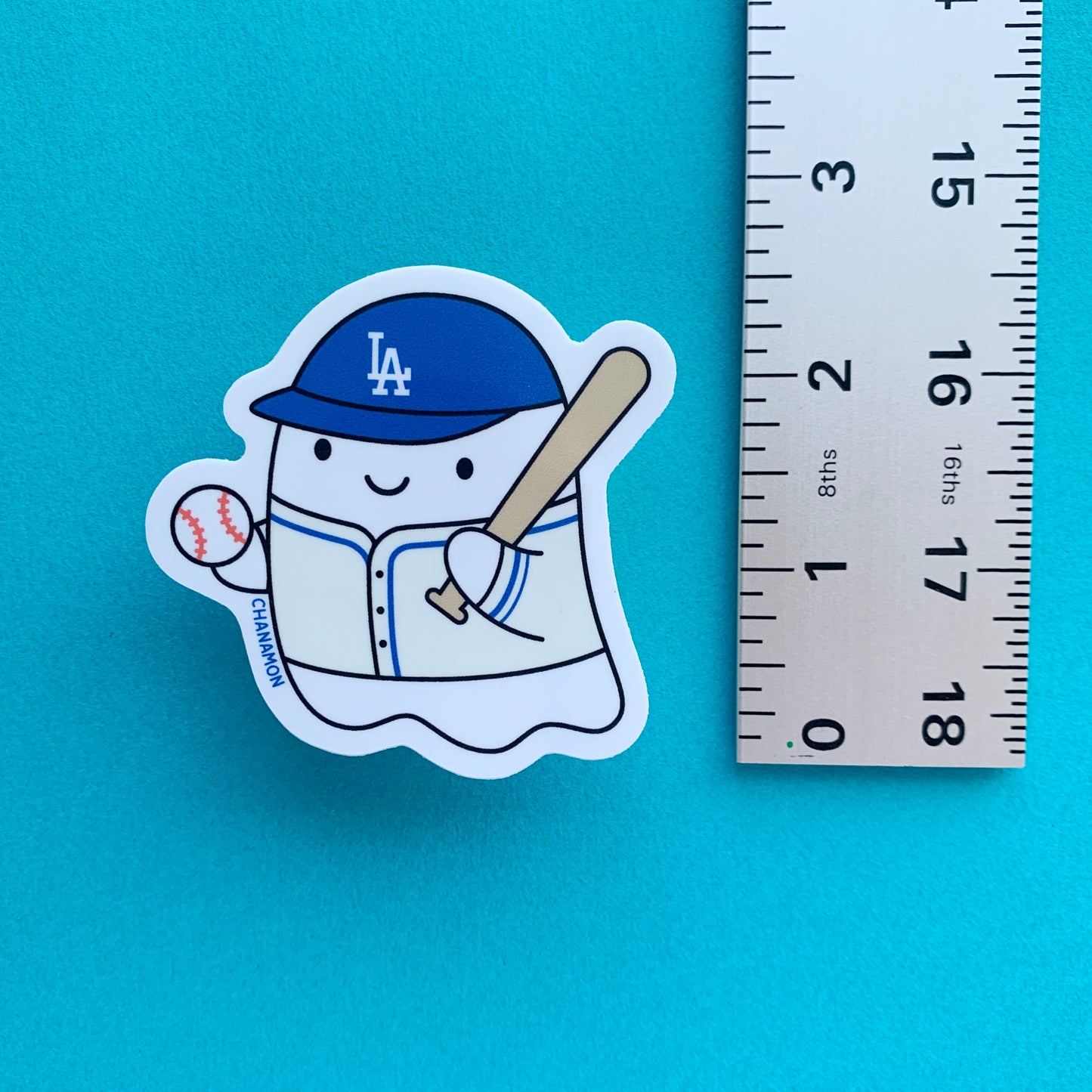 LA Dodgers Baseball Ghost Sticker