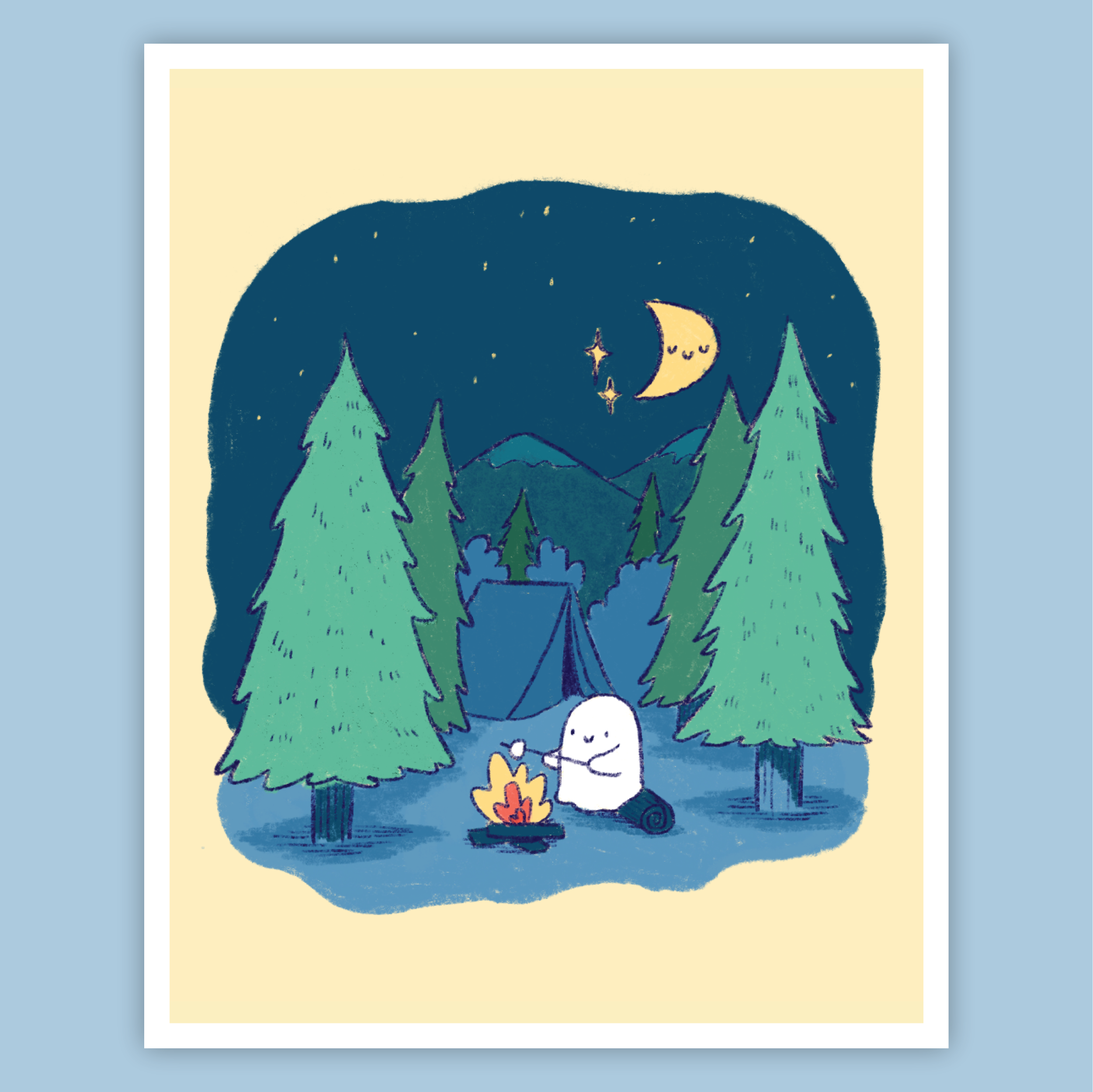 Moonlit Campsite Print
